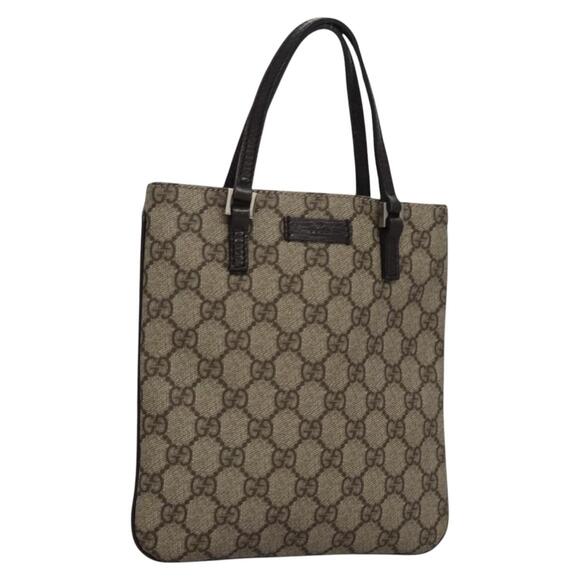 GUCCI GG Supreme Hand Bag Pvc Leather Beige Silver - Picture 1 of 16